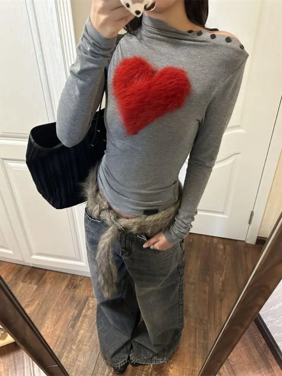 Suburban Vintage Sexy Girl Heart-shaped Sleeveless T-shirt