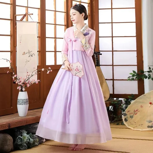 Traditional Palace Hanbok Clothing Women's Bronzing Ethnic Minority Dresses Improved Ethnic Dance Performance Clothing Suit