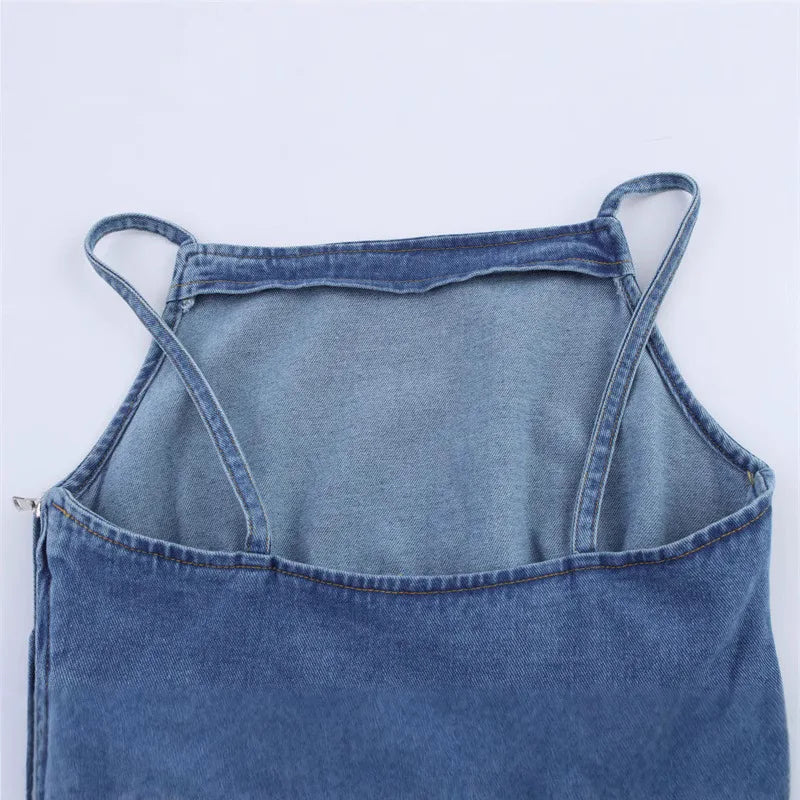 2025 Spring/Summer New European and American Style Women's Fashion Sexy Spicy Girl Versatile Strap Denim Top