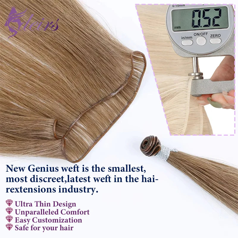 ADEIRS Genius Wefts Extensions Hair Bundles Brown Blonde 100% Real Human Hair Straight Remy Hair Invisible can Curly