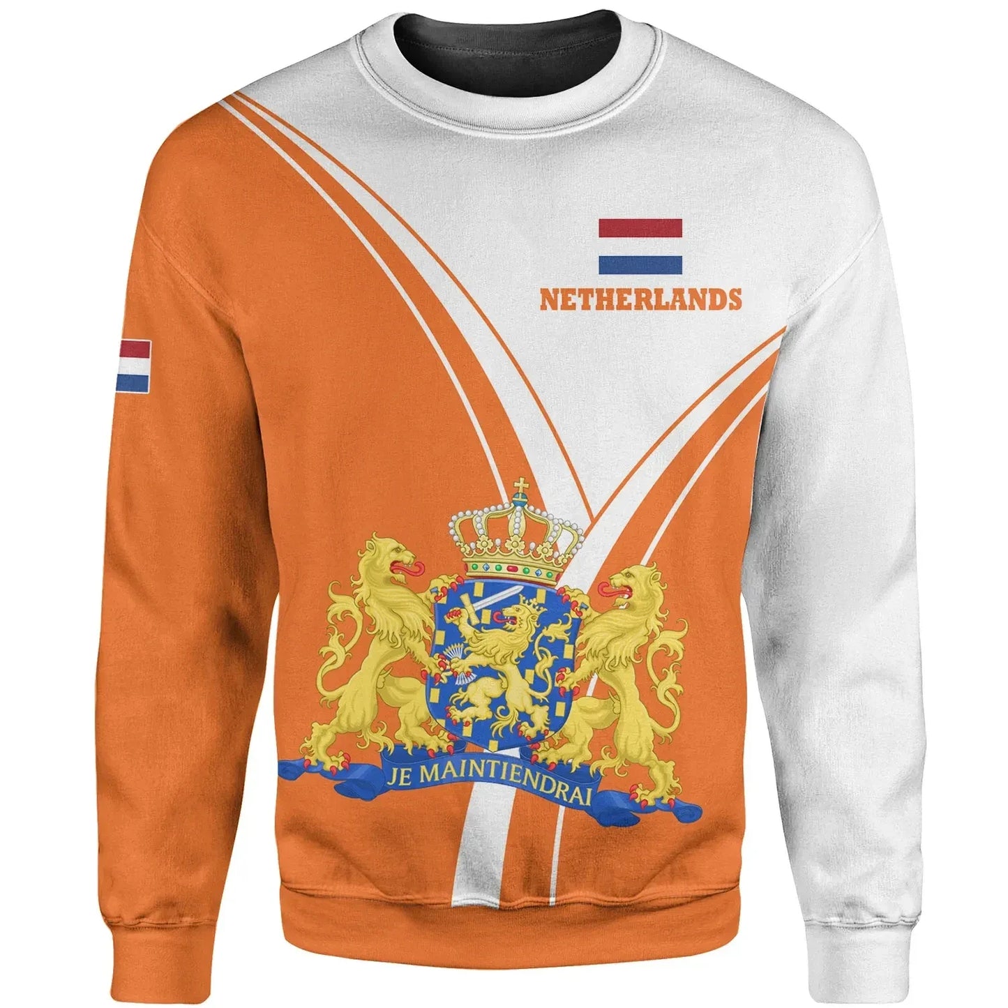 Pullover Sweatshirt For Men Netherlands NL Flag Emblem 3D Printed Long Sleeve Tracksuit O-Neck Pullover Casual Loose Sweatshirts