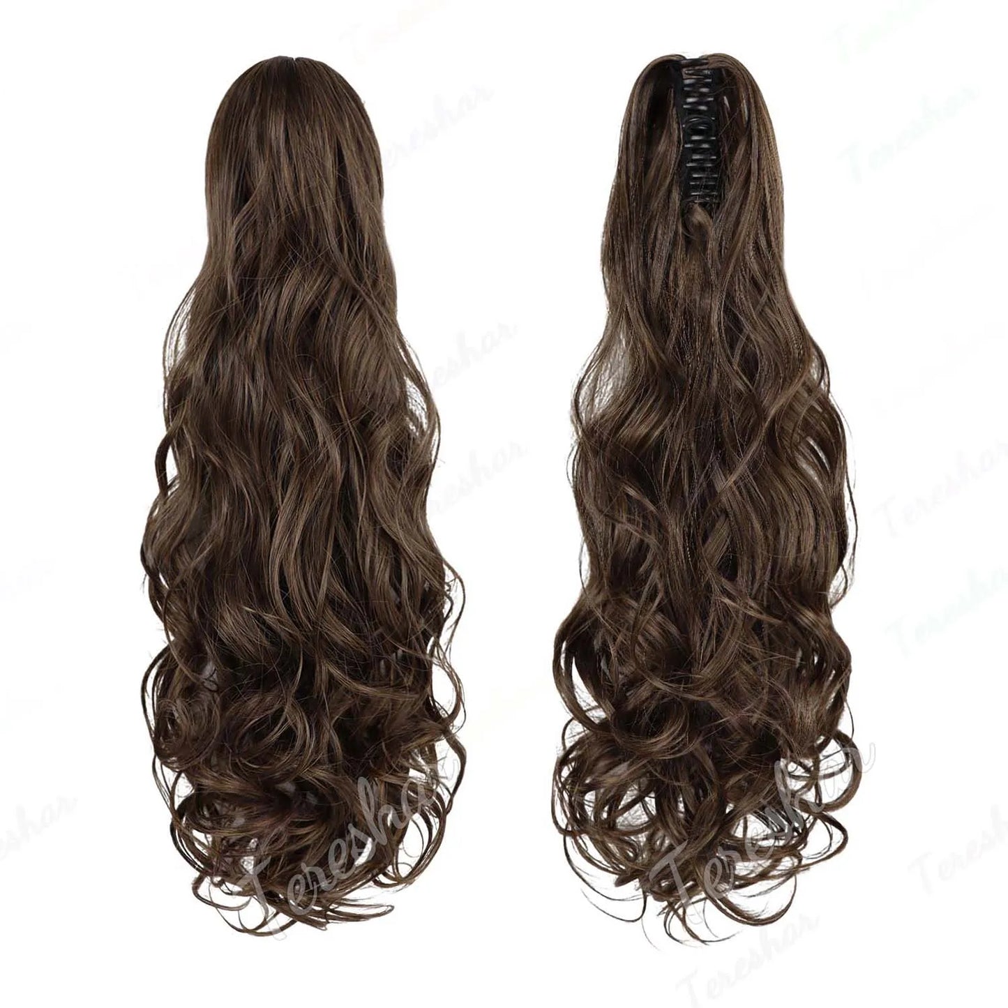 Tereshar Synthetic Ponytail Extension Claw Ponytail Extension Wavy Curly pony tails hair extensions Fake Hair Pieces for Women