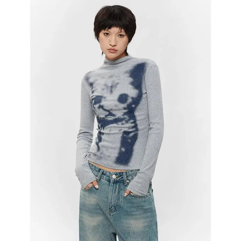Kimutomo Streetwear Cat Graphic T Shirts Women Long Sleeve Korean Fashion 2000s Clothes Y2k Tees Female Harajuku Spring