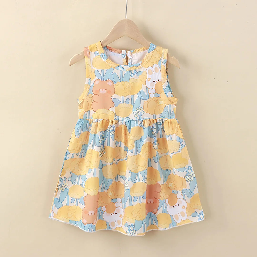 Girl Dress Summer Kids Clothes Girls Children Printed Beach Dresses Sleeveless Princess Party Outfit Children's Casual Clothing