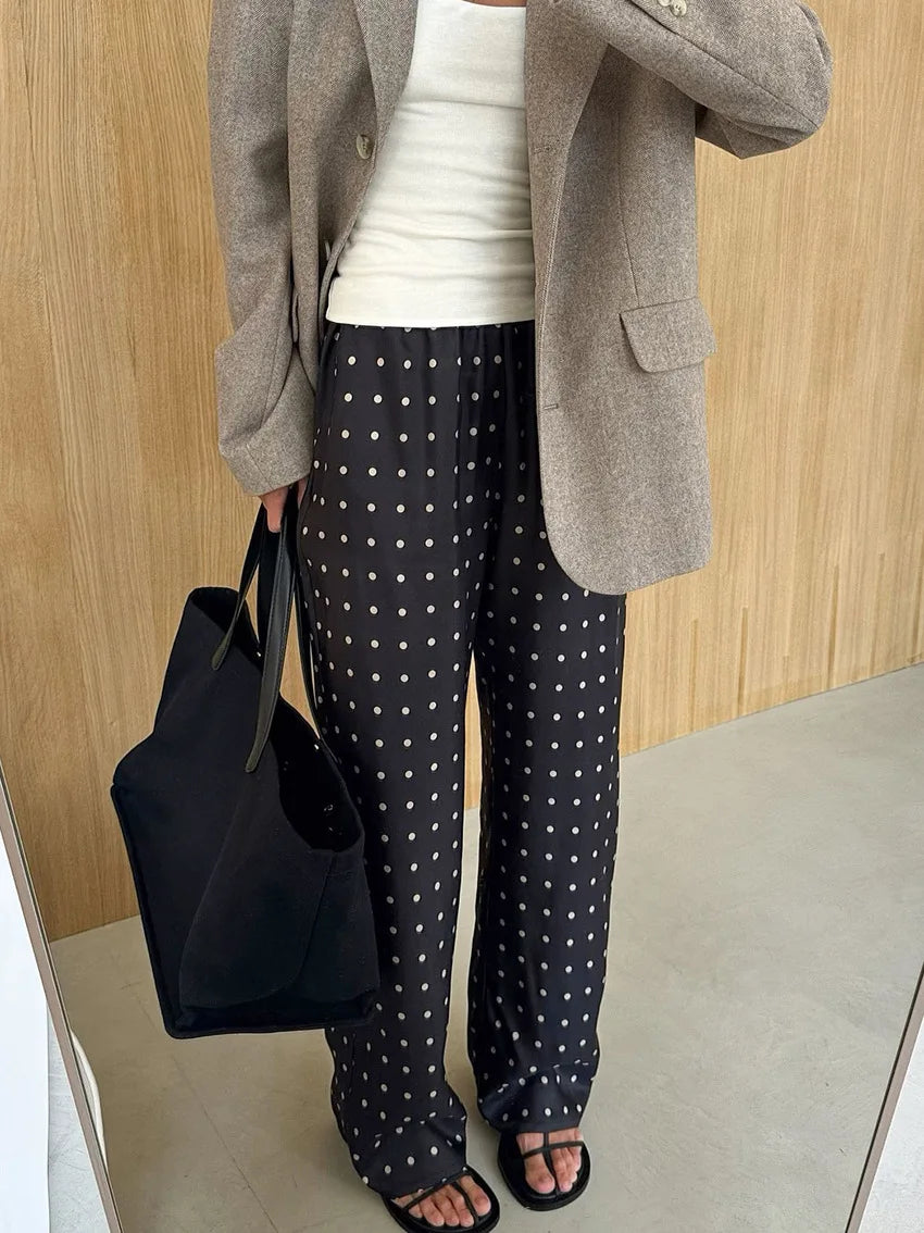 2025 autumn and winter new loose and comfortable polka dot long straight pants design temperament fashion casual commuting