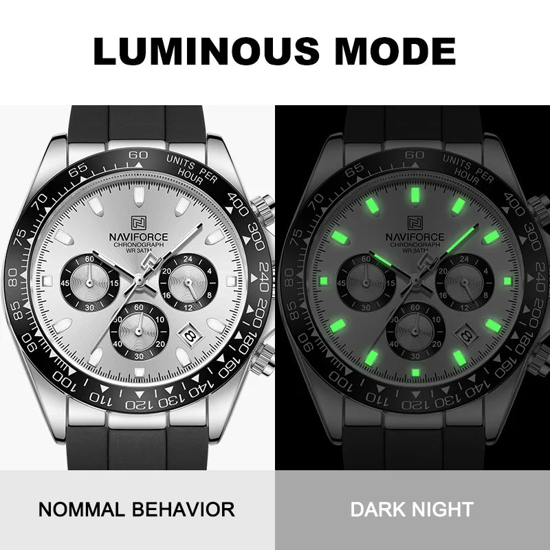 NAVIFORCE Fashional Watches For Men Silicone Band Casual Sport Chronograph Luminous Wristwatch Relogio Masculino Male Gift 2025