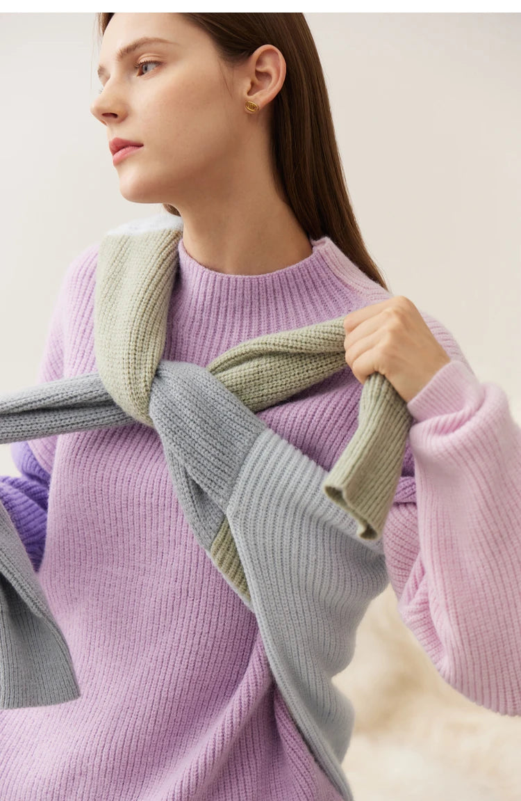 AMII Minimalism Sweaters Women 2024 Spring Street wear Spliced Knitted Top Drop Sleeve Loose Full Pullovers Sweaters 12344144