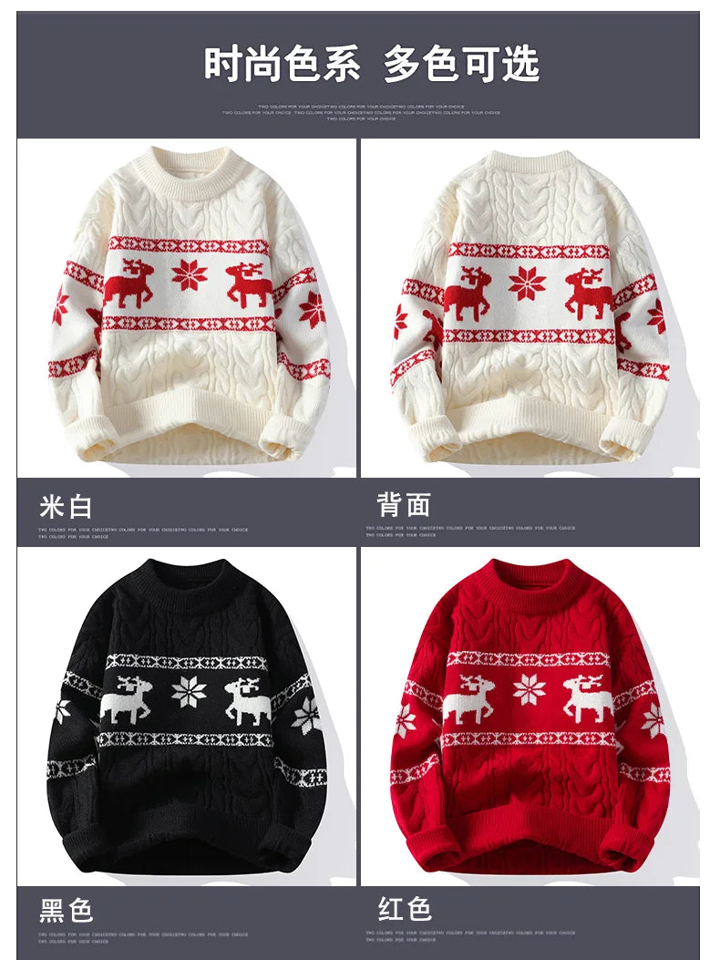 2024 Winter sweater new High End Luxury Cashmere Sweater Men Thick Warm Mens Sweaters With Deer Korean Harajuku Christmas Jumper