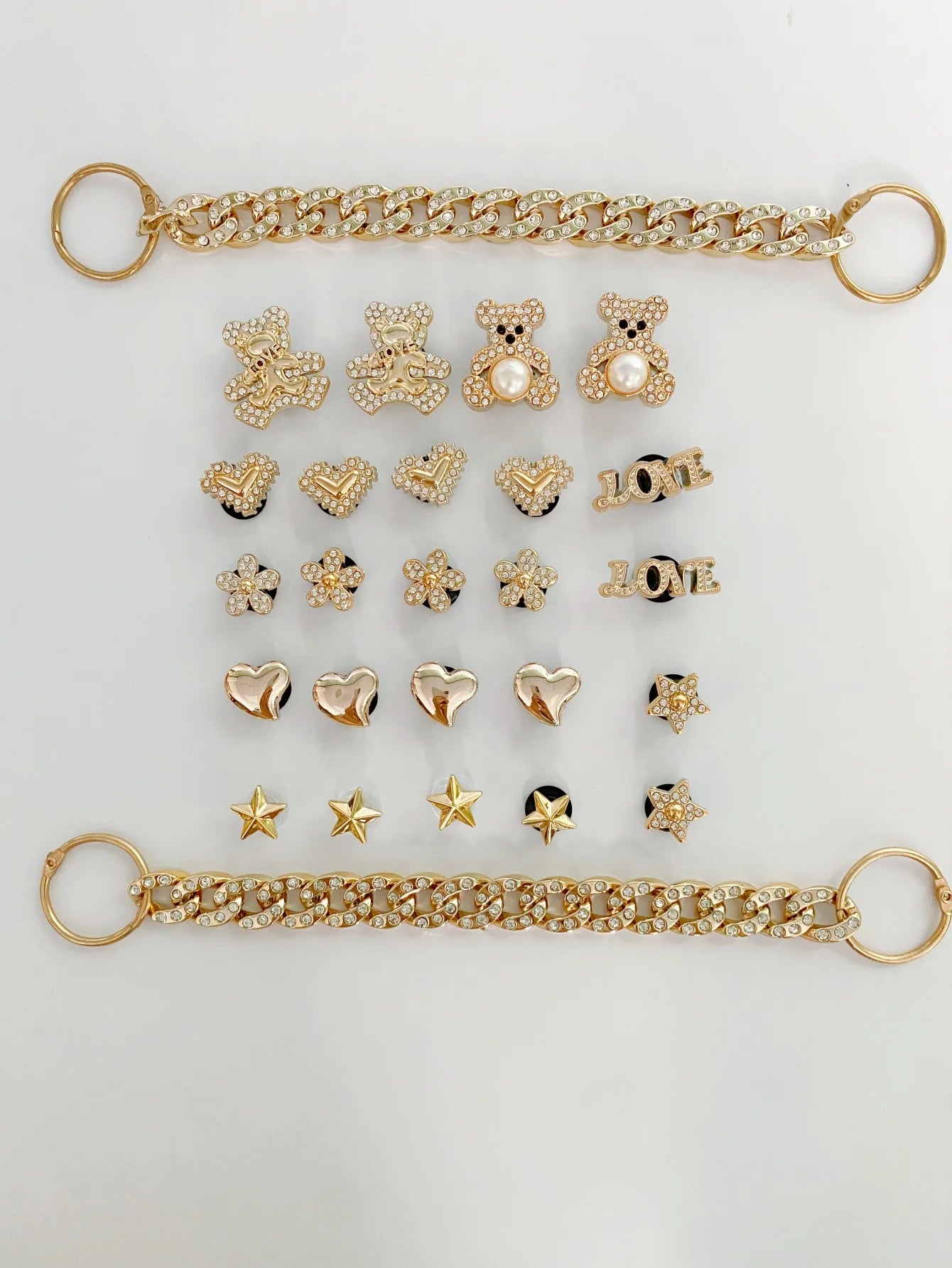 26pcs Detachable Fully Rhinestone Small Bear Shoe Charms, Suitable For Clogs, Beach Sandals & Slippers