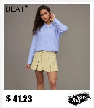 DEAT Casual Fashion Women's Shirt Lapel Sleeves Petal Sleeve Metal Button Solid Color Two Pieces Blouse Female Autumn 2025 WV333