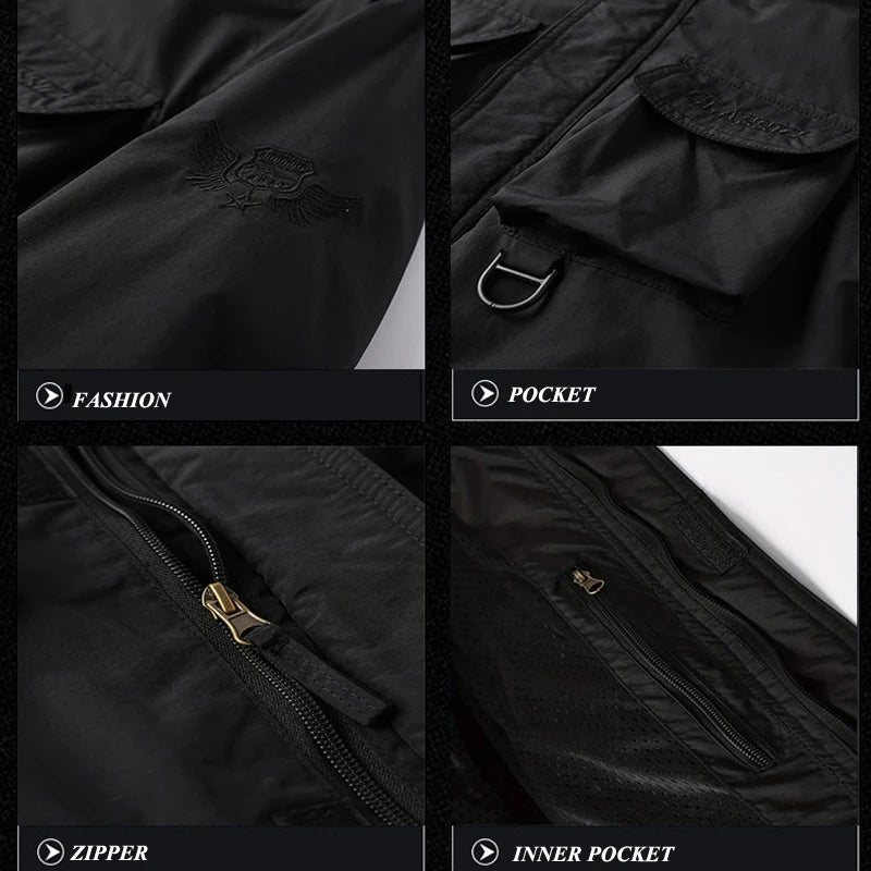 Autumn Men's Mountain SKi Jackets Casual Men Multi-pocket Windbreaker Hooded Coats Men Sports Climbing Jackets Clothing 5XL