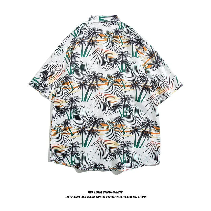 Men's Hawaiian Polyester Summer Short Sleeve Shirt Tropical Leaf 3D Pattern Printing Beach Male Shirts Casual Blouse For Men