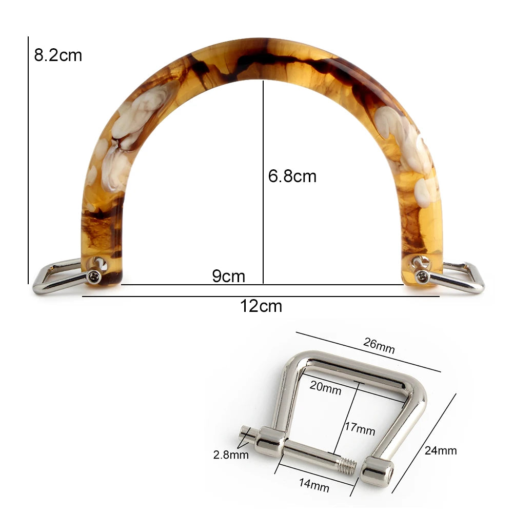 2/4/6PCS High Quality Semi-circular Resin Handle C-Shaped Crossbody Bag Removable Handle with Double Holes DIY Wallet Making