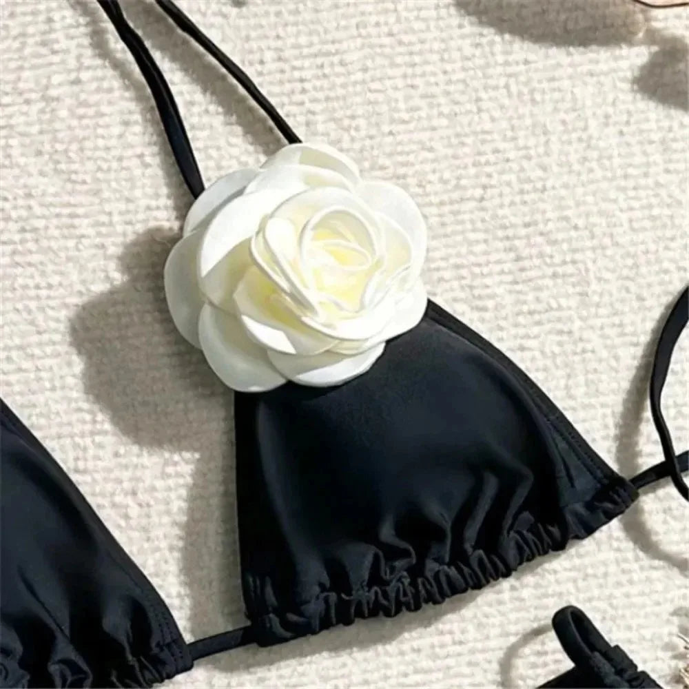Sexy Rose Flower Bikini Beachwear  Swimwear Thong Bikini Women Swimsuits Swimming Bathing  Brazilian Bikinis Set Mujer Biquini