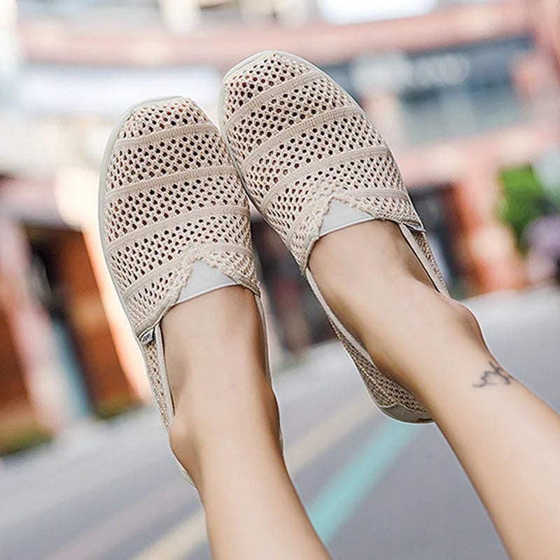 Women's Mesh Breathable Loafers Solid Color Slip On Summer Platform Sneakers Women Walking Casual Shoes Zapatos Mujer WSH5094