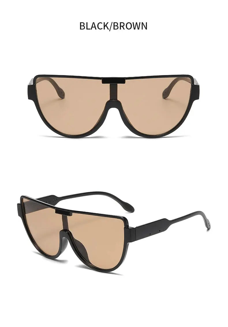 Fashion New Retro Oversized Sunglasses Women Integrated Frame Eyeglasses Punk Style Street Photography Glasses BAZAARHUBO