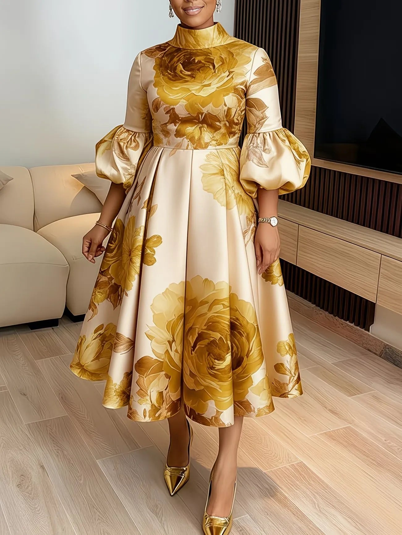 African Dresses for Women Elegant Ankara Dashiki Spring Summer Midi Dress Ladies Traditional Africa Clothing