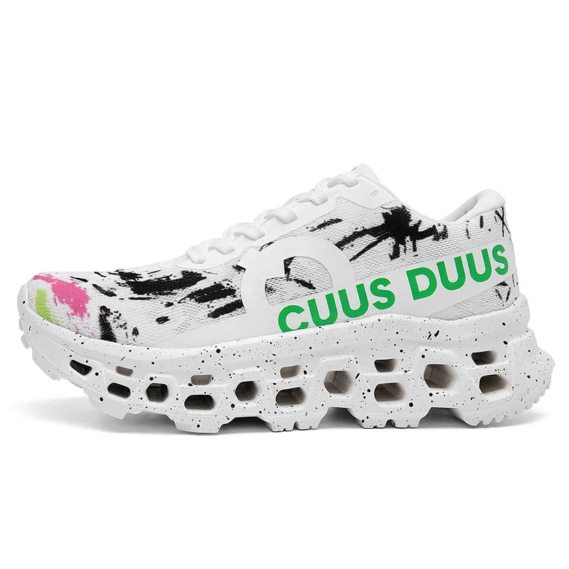 Running Shoes for Men Women Hollow Perforated Cushion Shock Absorbing Outdoor Hiking Sneakers Casual Chunky Walking Trainers