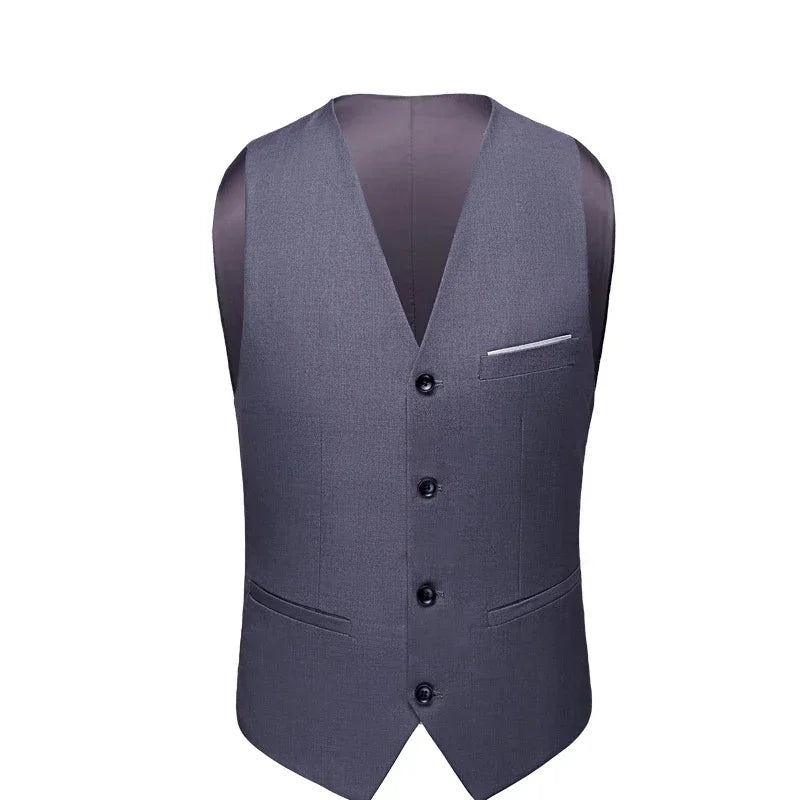M-6XL Luxurious Fashion High-end Solid Color Men's Official Business Casual Suit Vest Groom Wedding Dress Party Male Waist Coat