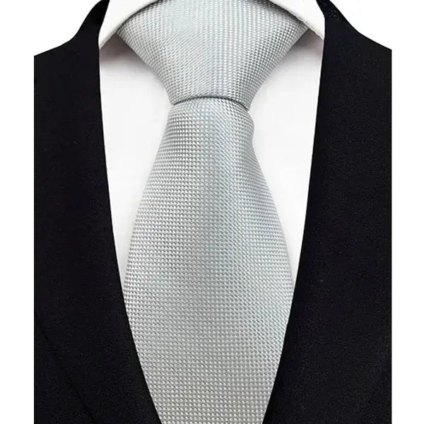 Classic 8CM Polyester Ties For Men Formal Business Silver Gray Paisley Stripes Dot Neckties Handmade College Shirt Neckwear BAZAARHUBO