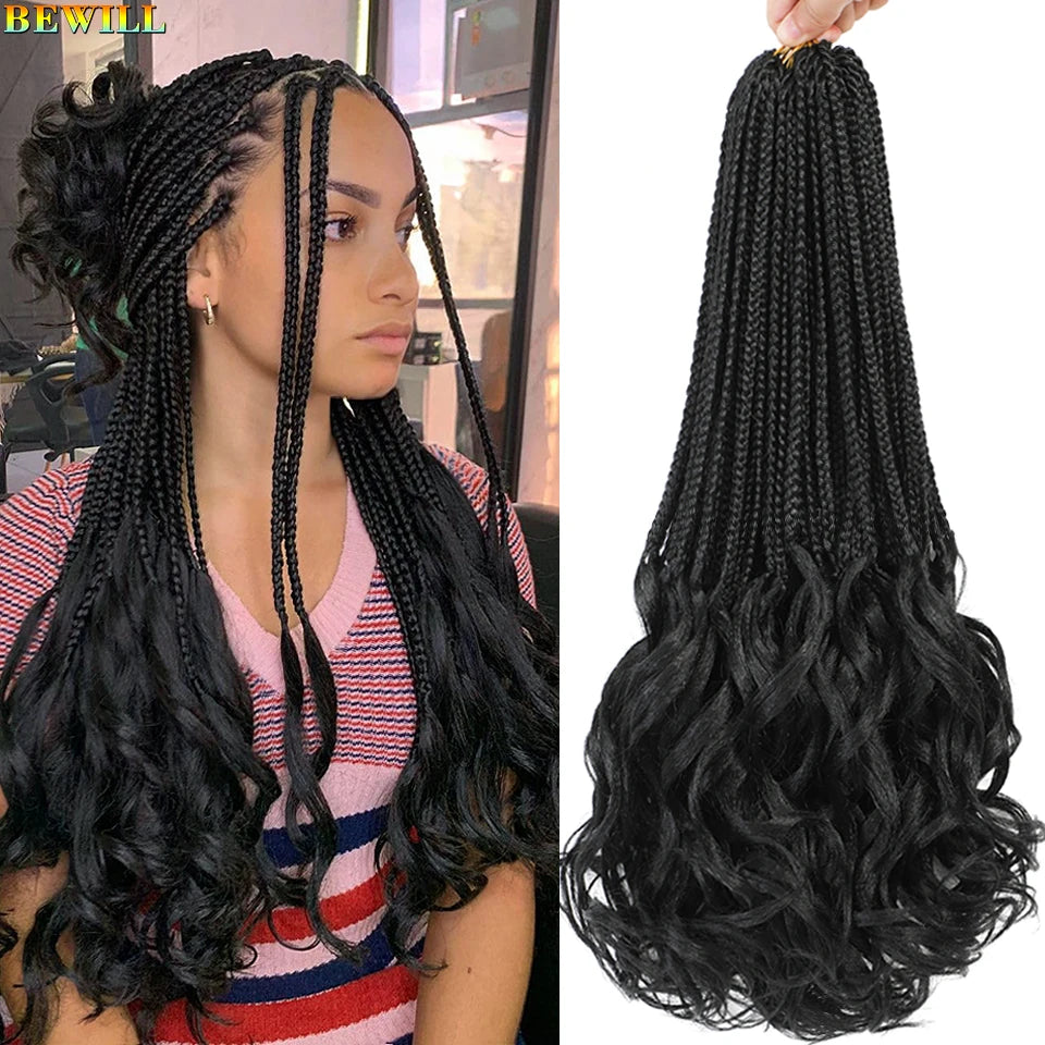 14 18 24 Inch French Curl Crochet Braids Boho Goddess French Curl Box Braids Crochet Hair Synthetic French Curly Braiding Hair