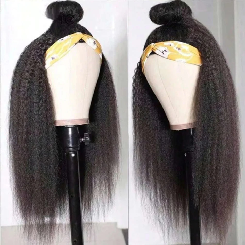 Kinky Straight Headband Wig Remy Human Hair Wig Ready To Wear Peruvian Yaki Straight Headband Isee Human Hair Wig for Women