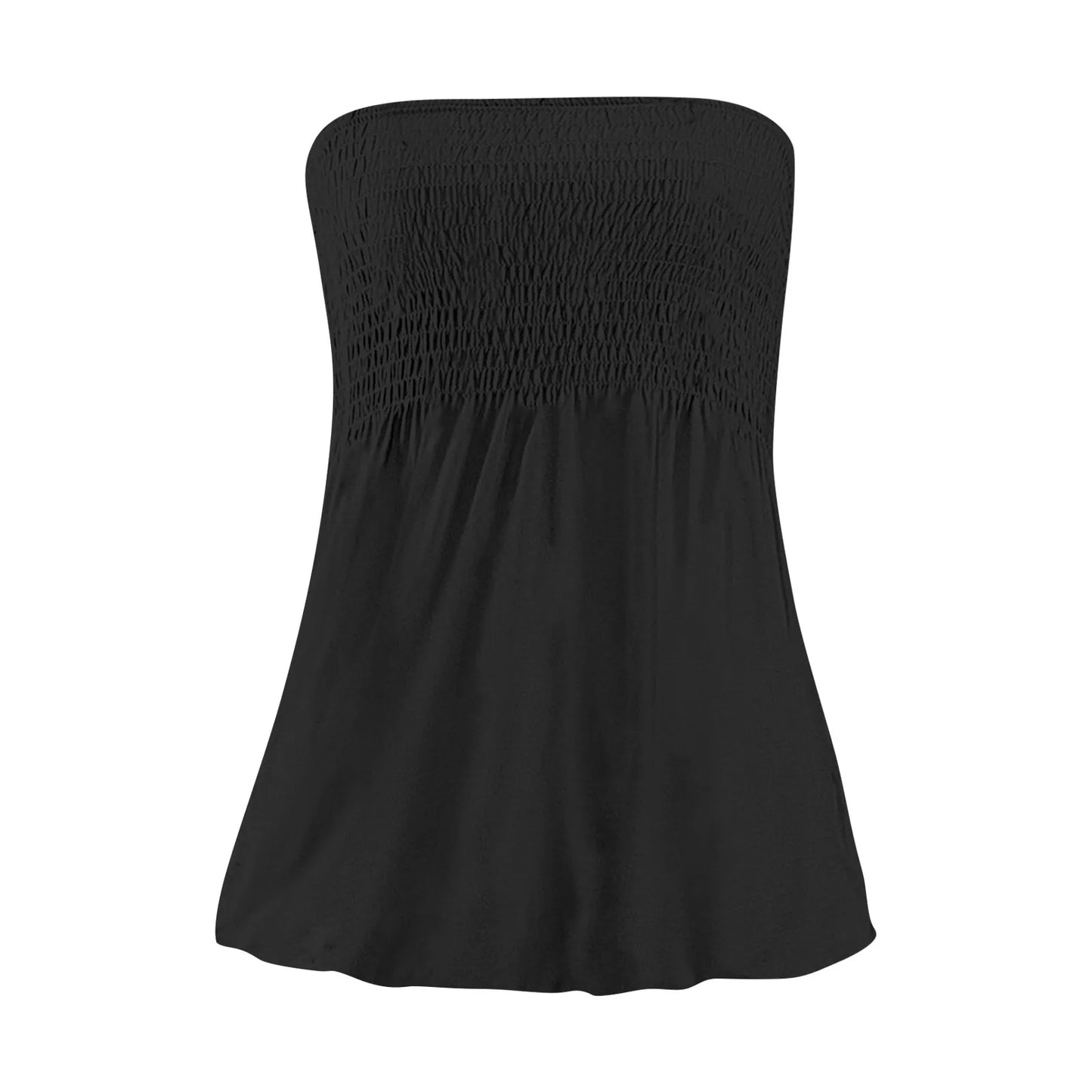 Sexy Streetwear Tops 2024 New Summer Sexy Backless Strapless Beach Top Female Chic Solid Color Korean Style Pleated Tube Top