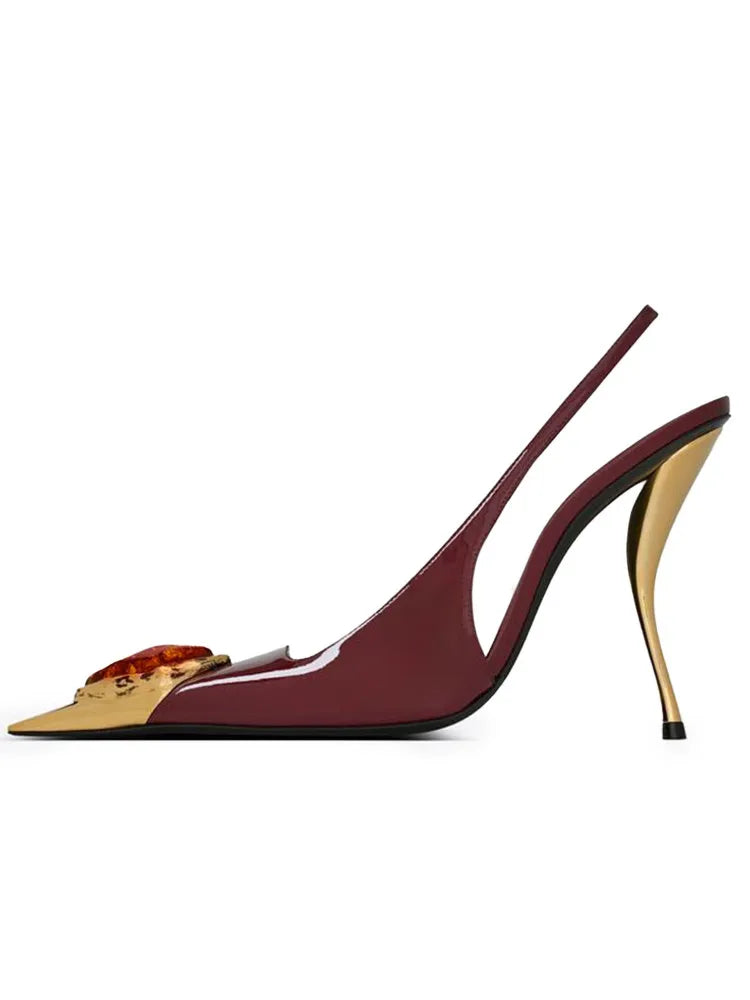 2025 Summer New Small Square Shaped High-heeled Gemstone Sandals for Banquets, Parties, Weddings, Sexy Plus Size Women's Sandals