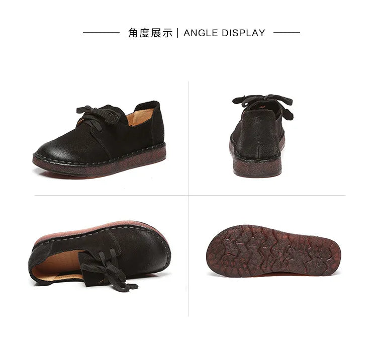 ZXRYXGS Retro Style Top Cowhide Single Shoes Woman New Flats 2025 Winter Soft Sole Comfort Warm Shoes Flat Sneakers Casual Shoes