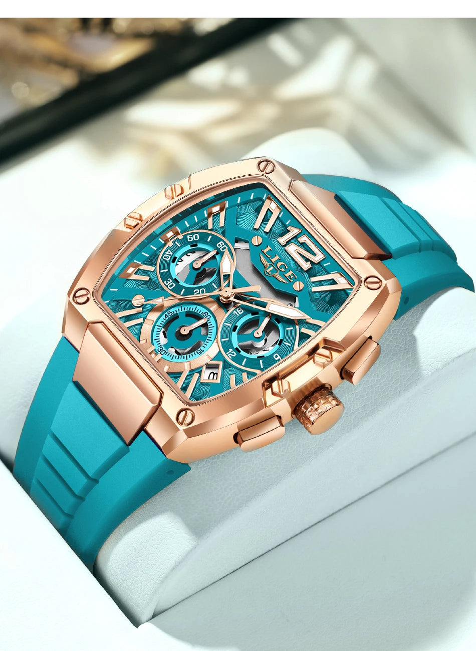 LIGE Fashion Simple Man Watch Casual Sports Military Waterproof Silicone Strap Luminous Quartz Watches for Men Chronograph Gifts