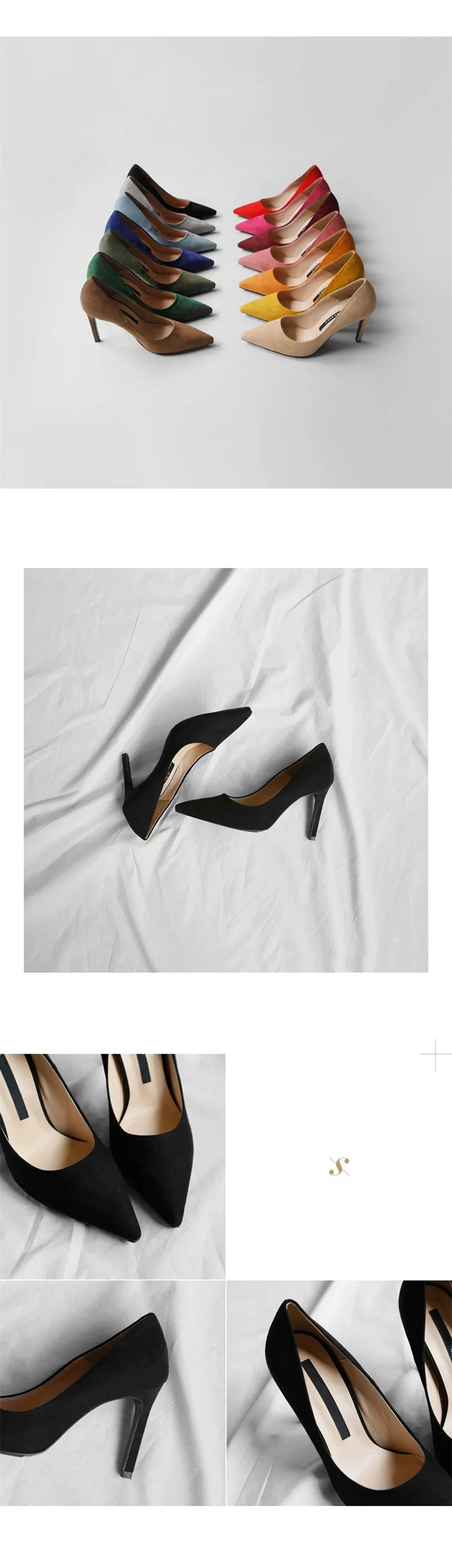 2025 Flock Leather Heels Women Pumps Bucket Pointed Toe High Heels Sexy Lady Shoes Thin Heels Chaussure Femme Autumn