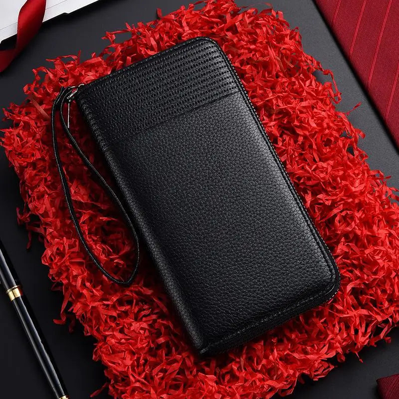 New Color Men`s Long Wallet For Men Rfid Blocking Clutch Organizer Zipper Leather Business Id Credit Card Holder Purse 2024 New