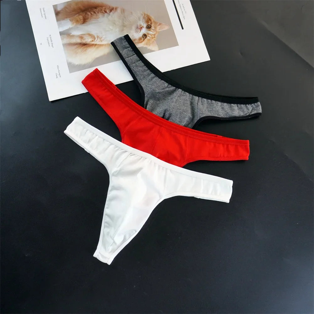 2024 Men Thong G String Low Rise Sexy Bugle Pouch Underwear Sports Fitness Male Tanga Comfortable Cotton Jockstrap Men M-3XL