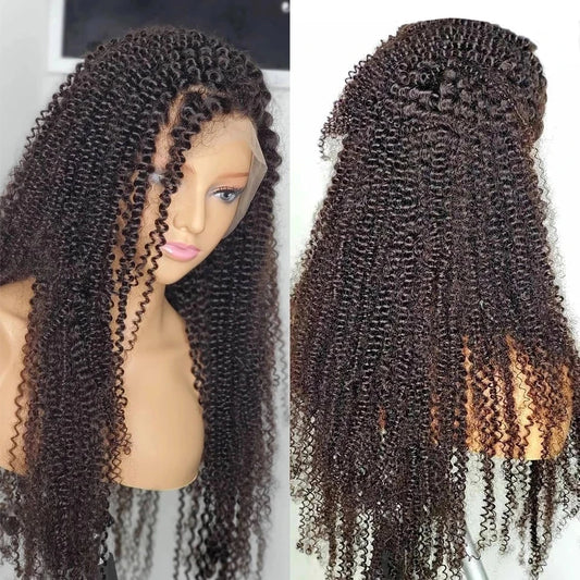 Mongolian Afro Kinky Curly Hair Wig Human Hair 13x6 Lace Frontal Wig Curly 4B 4C Lace Front Human Hair Wig Natural Hairline