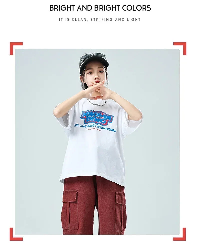 Children Hip Hop Jazz Fashion Show BoyGirl Loose Vest Baggy Pan t T-shirt Suits Sets Dance Performance Clothes Kids Tracksuits