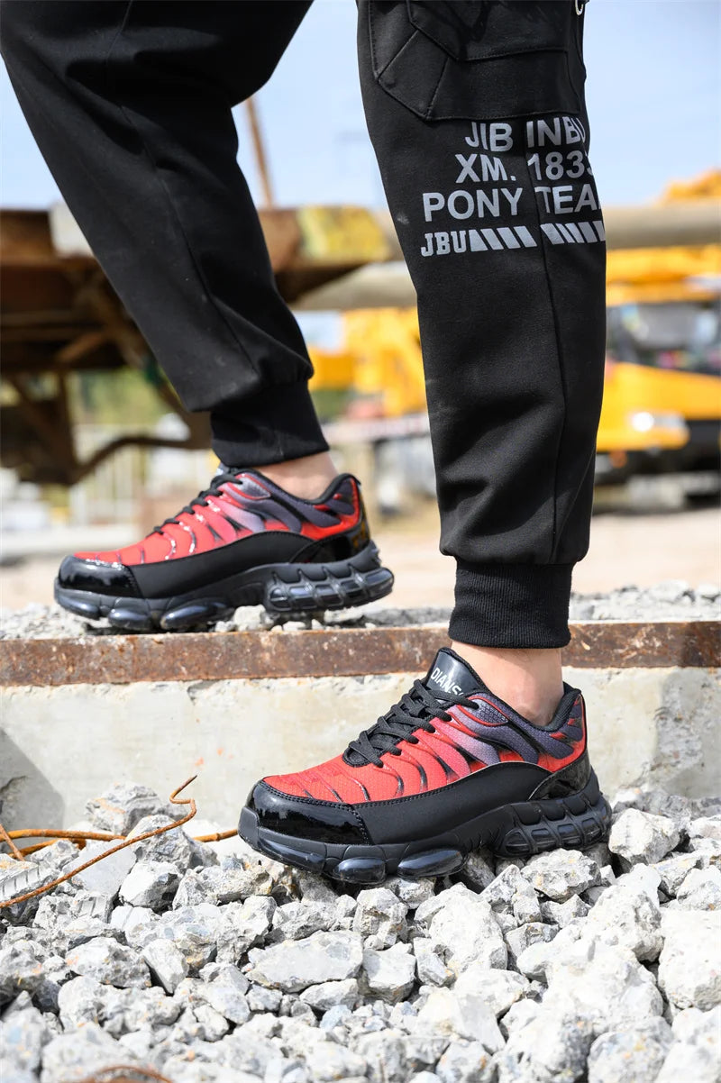 Air Cushion Steel Toe Work Safety Shoes Men Women Non Slip Sneakers Anti-Smash Puncture Proof Security Breathable Shoes Unisex