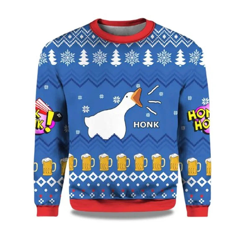 Cute Capybara Print Design Ugly Christmas Sweater Child Adult Long Sleeve Christmas Pullover Sweatshirt Festival Hot Men Sweater