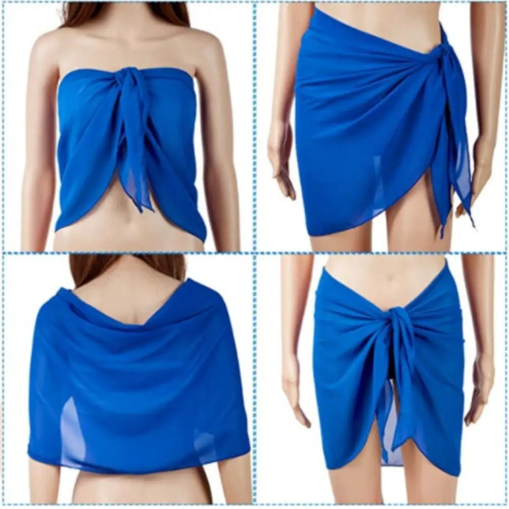 Soft Short Sarongs Chiffon Swimsuit Coverups Scarf Cover Short Skirt Wrap Sheer Summer Beach Bikini Women