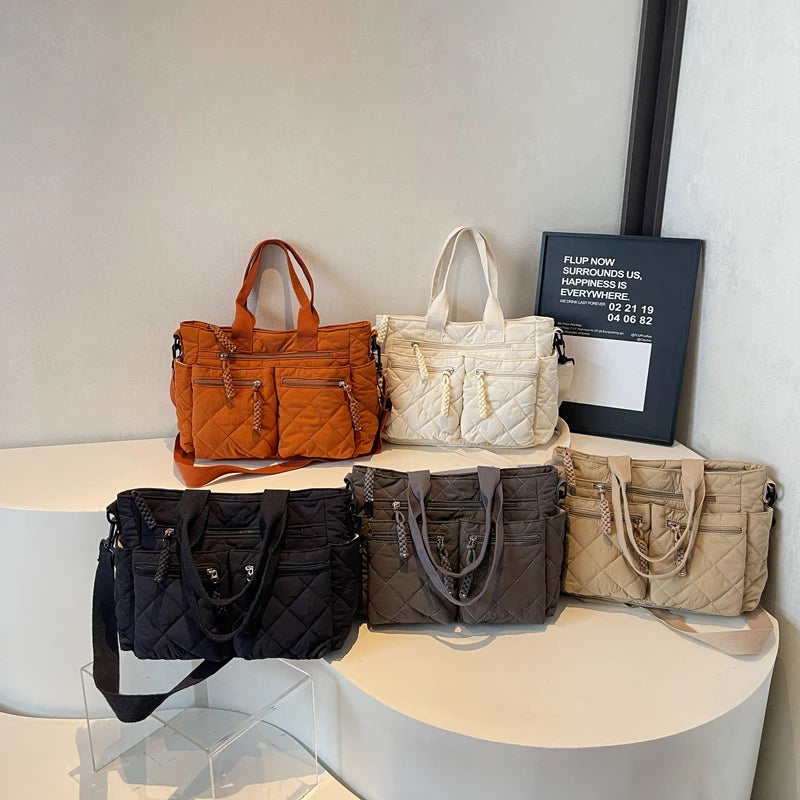 Large capacity Tote Bags for Women Shoulder Side Bag Fashion Space cotton Shopping Bags Multi-pocket Messenger Bag Lady Handbags