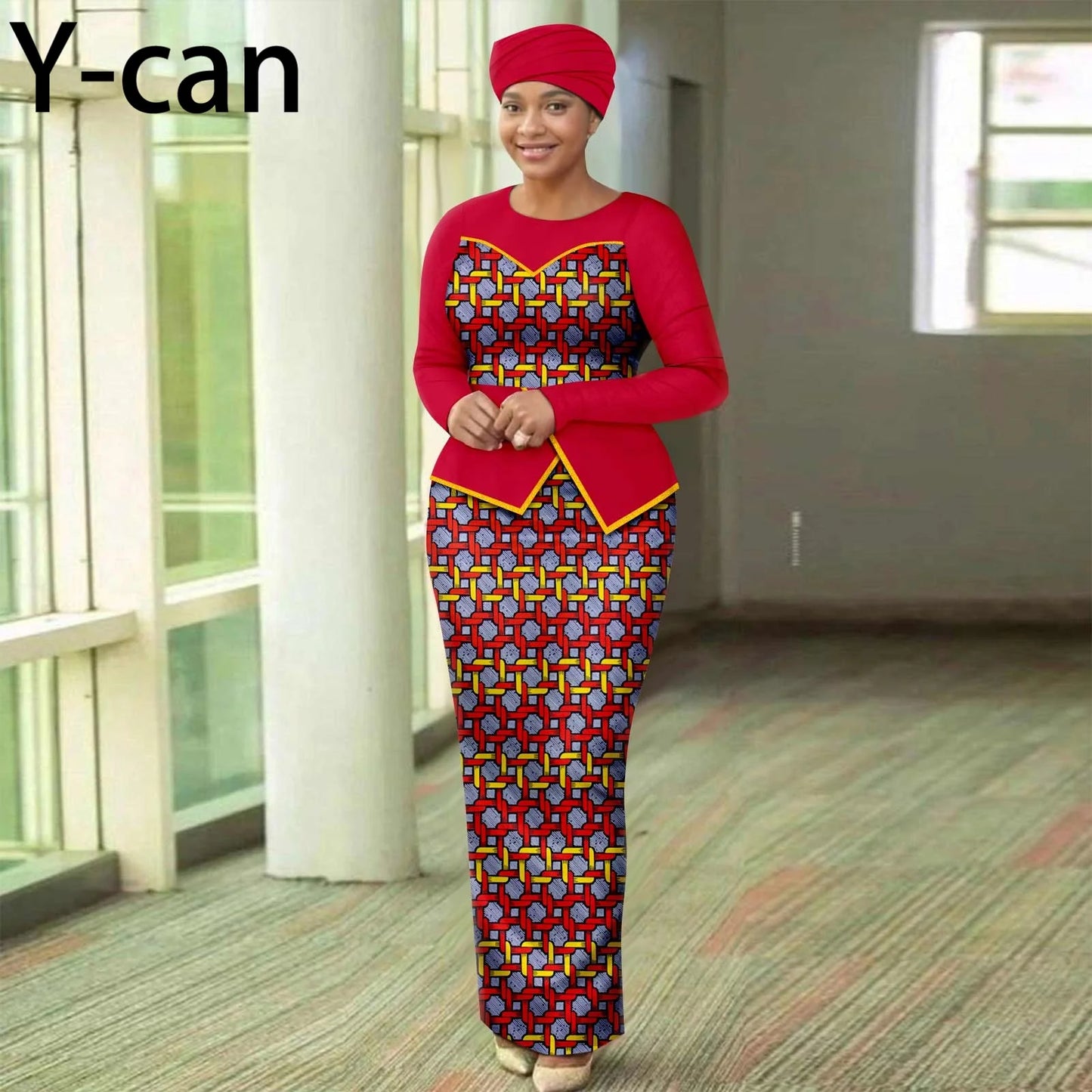 African Dresses for Women Elegant Patchwork Women Gown with Headscarf  Wedding Party African Style Ankara Print 2525050