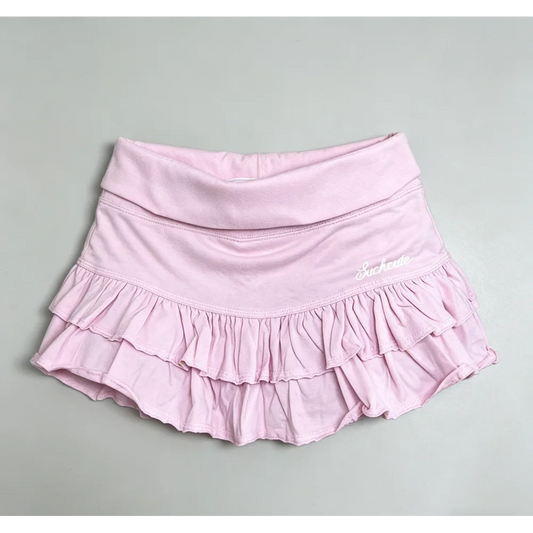 European and American style sexy low waist small letter embroidered ruffle edge skirt, sweet and spicy girl sports cake skirt