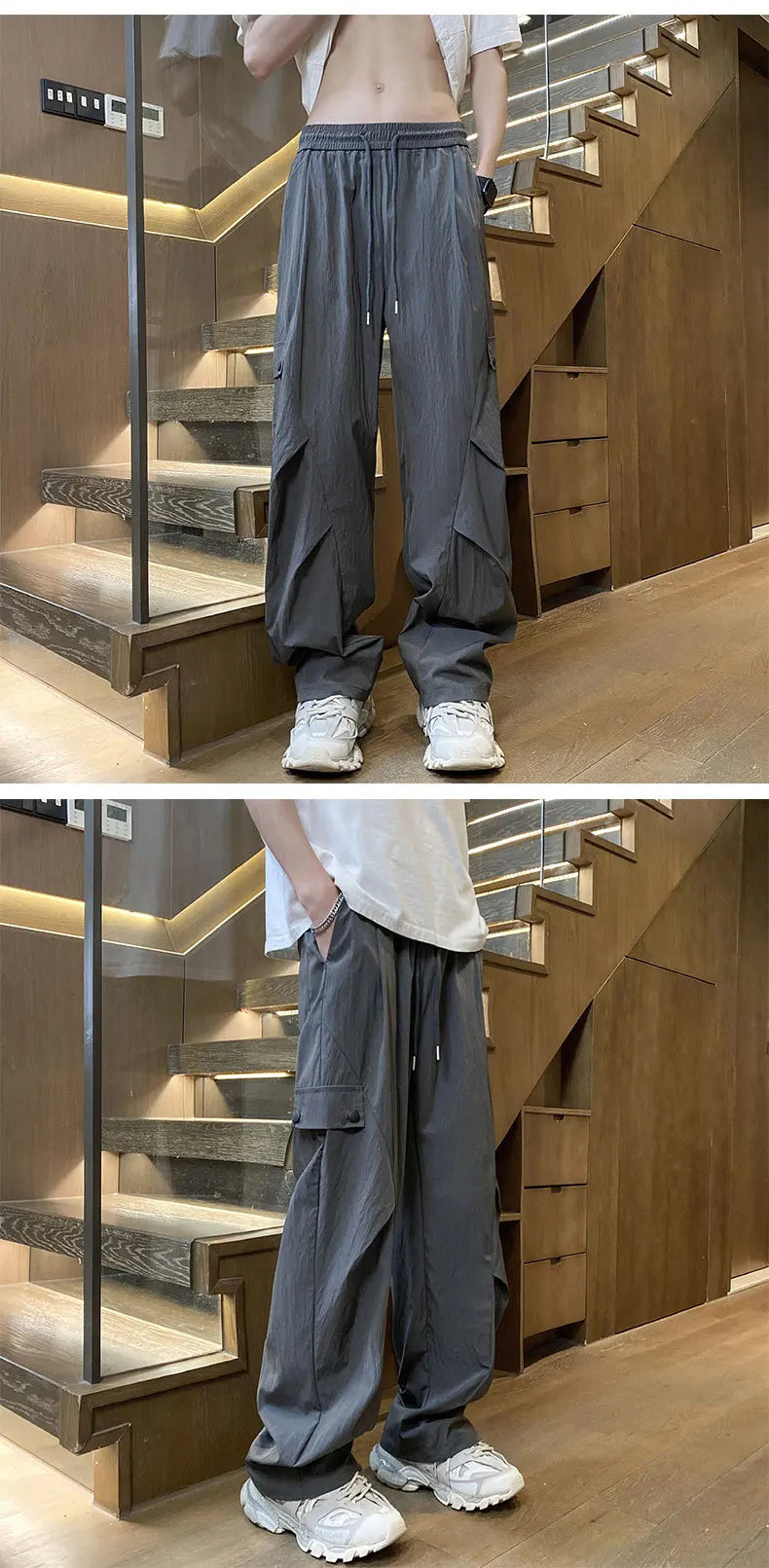 American Style Workwear Men's Summer Lightweight Tall Quick-Dry Trousers with Pleats for Hiking and Paratrooper