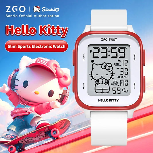 ZGO X Sanrio Hello Kitty Watch For Girls Student Kids' Electronic Watches Waterproof Sports Wristwatch Girl Child Gift Box 878