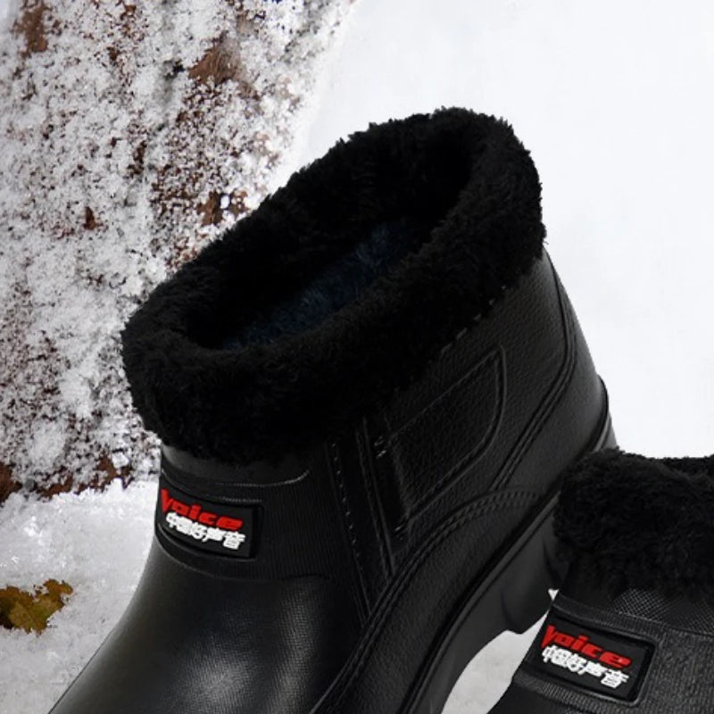 Winter Men's Rain Boots Plush Thickened Womens Snow Boots Plus Size Car Washing Shoes Waterproof Keep Warm Men Boots Women Shoes