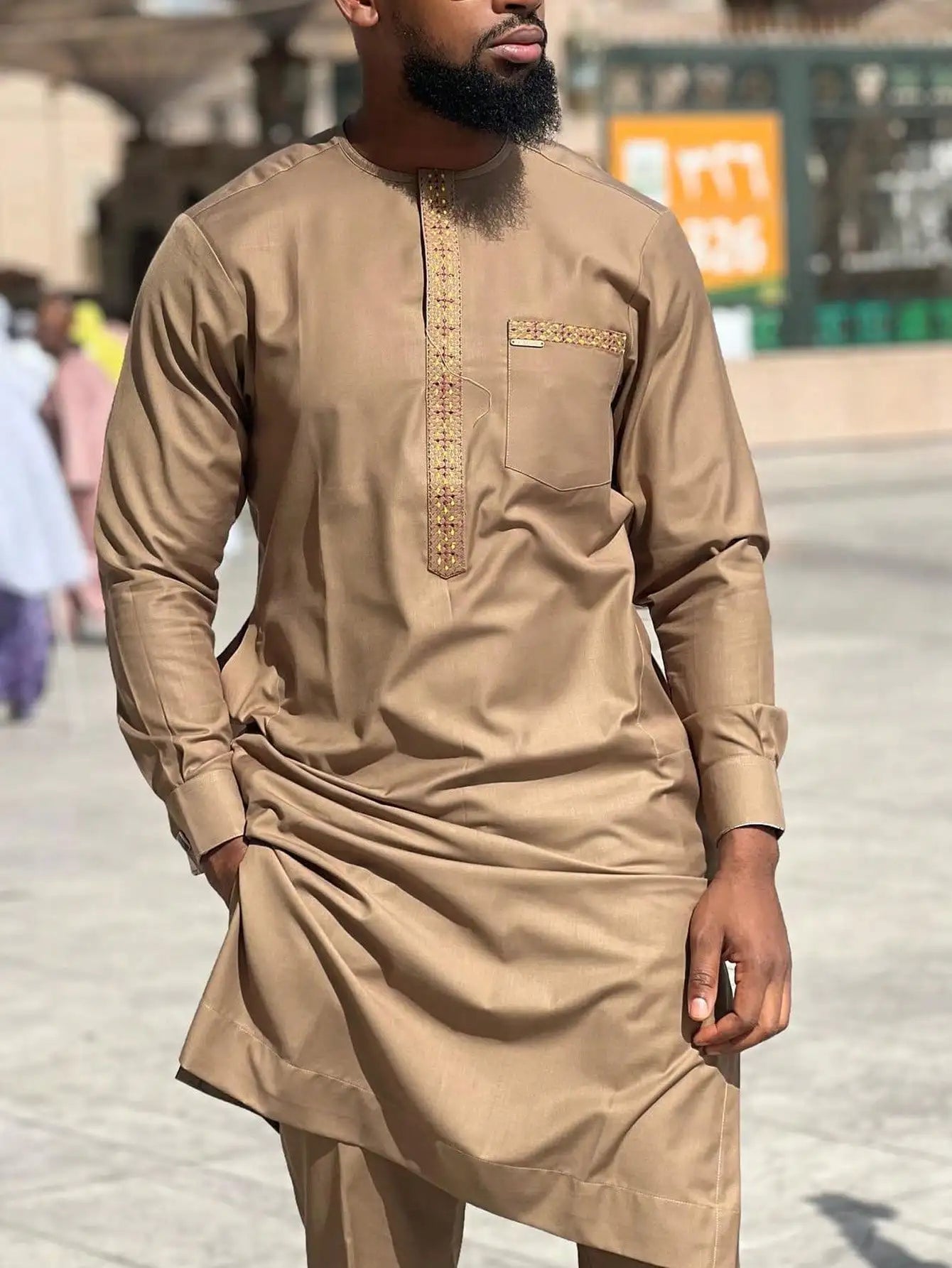 Kaftan Men's Suit African Ethnic Style Long Sleeve Embroidered Suit Men's Traditional Clothing 2-piece Suit