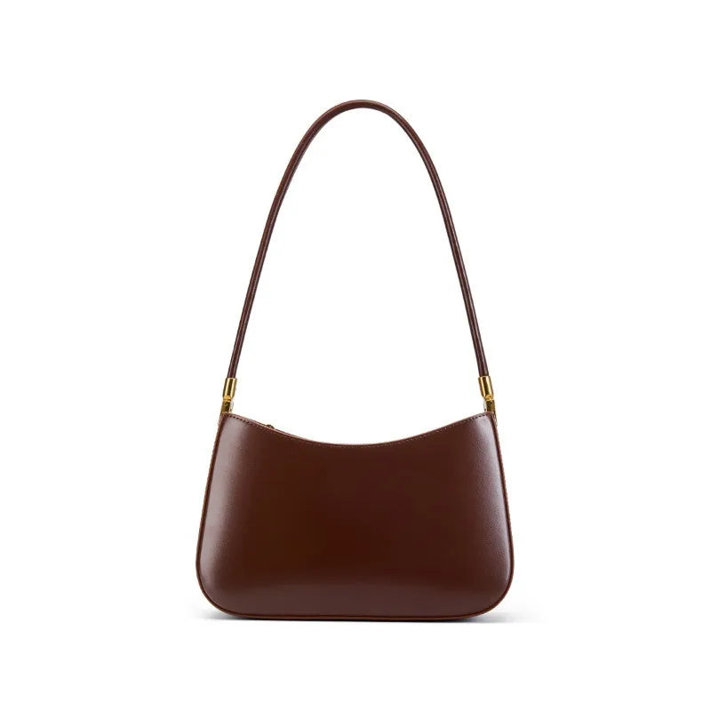 Zency Premium Cow Leather Fashion Shoulder Handbag for Women Trendy 2025 Luxury Designer Underarm Bag
