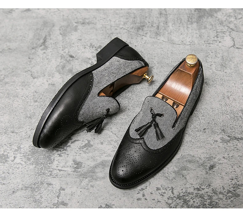 men leather shoes tassel loafers for men social shoe male classic shoes men elegant party moccasins mens fashion footwear