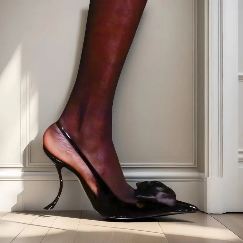 European and American Spring and Summer Fashion Party Dress Shoes Elegant Women's Stiletto High Heels Back Hollow Sandals
