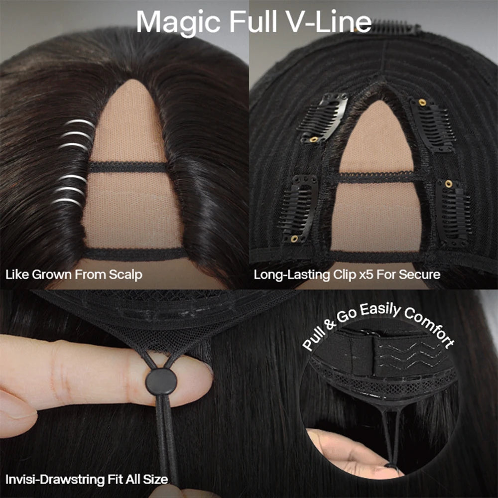 V Part Wig Human Hair Body Wave Upgrade No Leave Out Glueless Wigs U Part Shape Wig For Women Pre Plucked Remy Hair Daily 200%