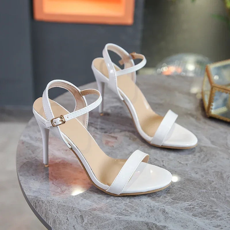 Large Size 45 Women's Sandals 2025 Summer High Heels Fashion Open Toe Sandals Buckle Party Shoes Sexy Thin Heels Wedding Shoes